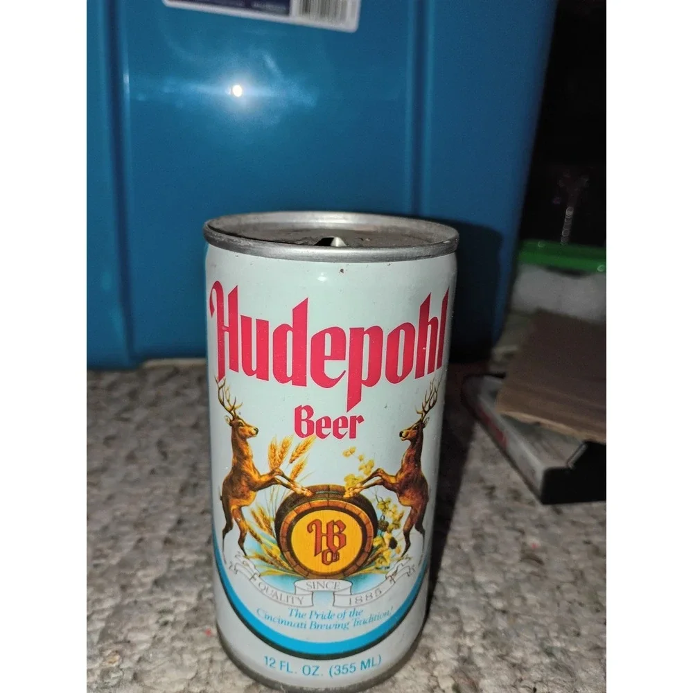 HUDEPOHL LABEL BEER 12 OZ STEEL CAN EMPTY  Pull Tab Ohio